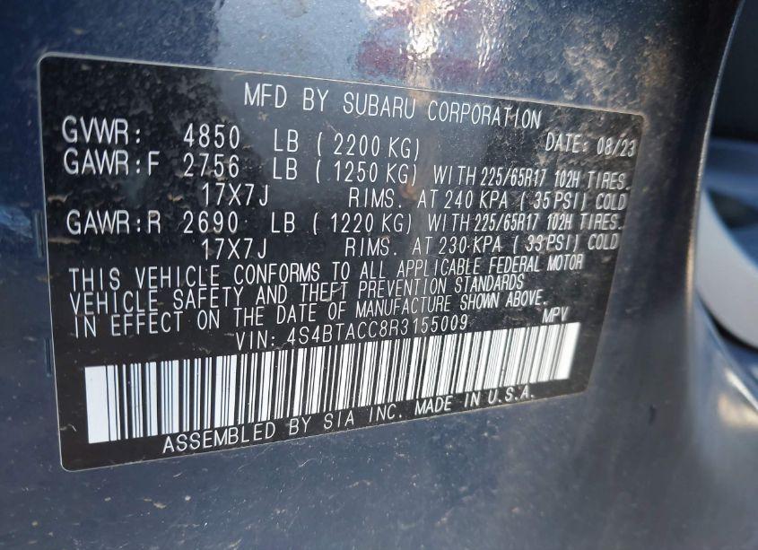 Photo 9 of 2024 Subaru Outback PREMIUM (VIN 4S4BTACC8R3155009)