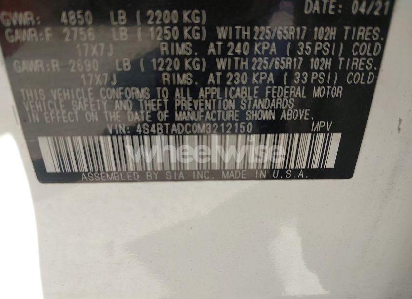 Photo 9 of 2021 Subaru Outback PREMIUM (VIN 4S4BTADC0M3212150)