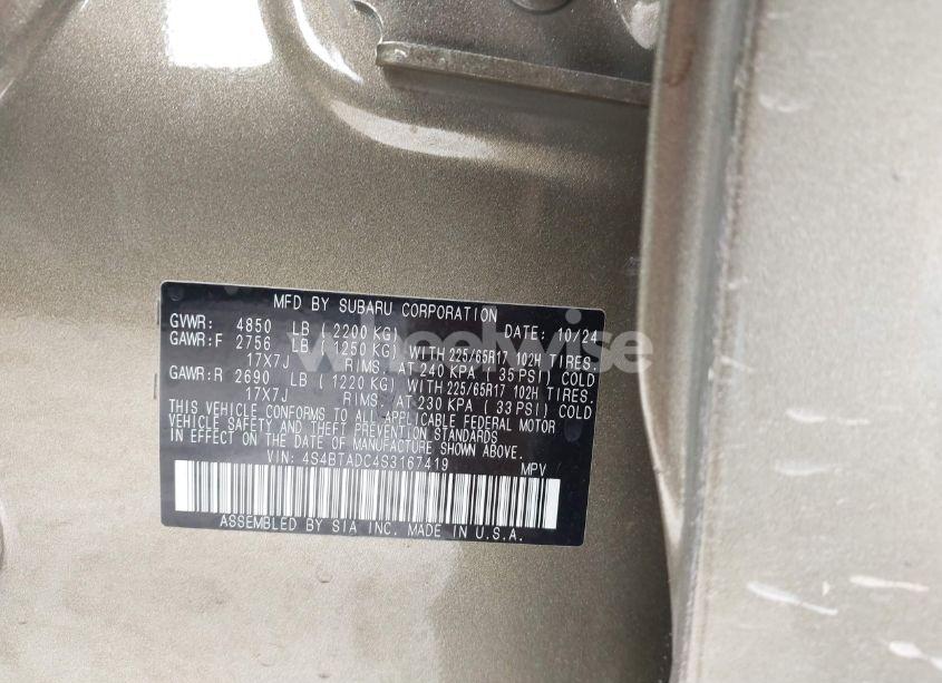 Photo 9 of 2025 Subaru Outback PREMIUM (VIN 4S4BTADC4S3167419)
