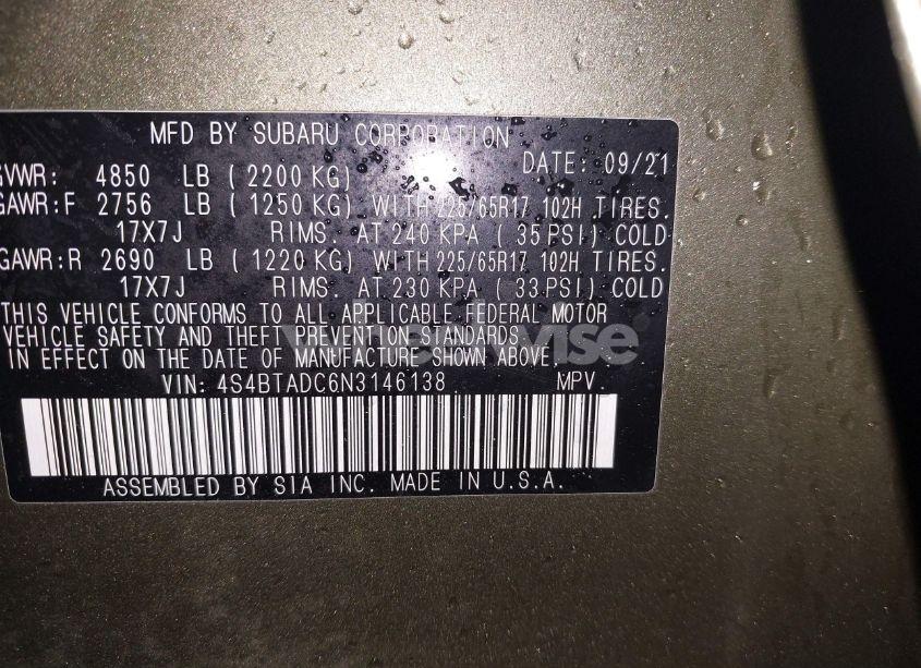 Photo 9 of 2022 Subaru Outback PREMIUM (VIN 4S4BTADC6N3146138)