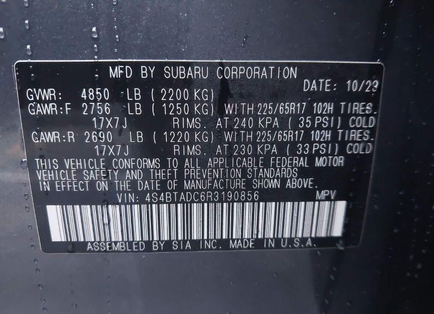 Photo 9 of 2024 Subaru Outback PREMIUM (VIN 4S4BTADC6R3190856)