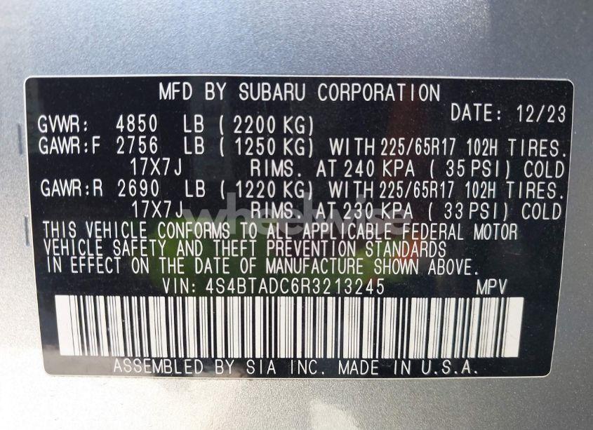 Photo 9 of 2024 Subaru Outback PREMIUM (VIN 4S4BTADC6R3213245)