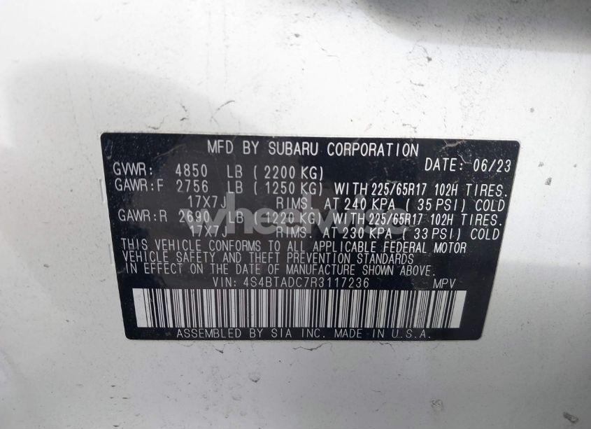 Photo 9 of 2024 Subaru Outback PREMIUM (VIN 4S4BTADC7R3117236)