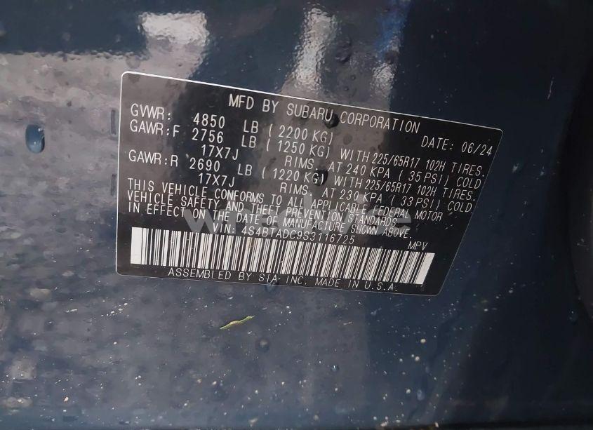 Photo 9 of 2025 Subaru Outback PREMIUM (VIN 4S4BTADC9S3116725)