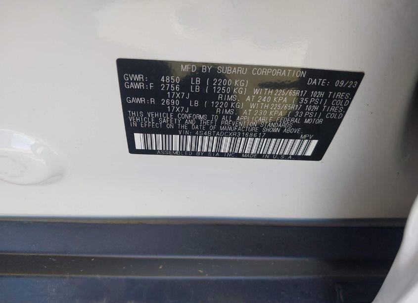 Photo 9 of 2024 Subaru Outback PREMIUM (VIN 4S4BTADCXR3168617)