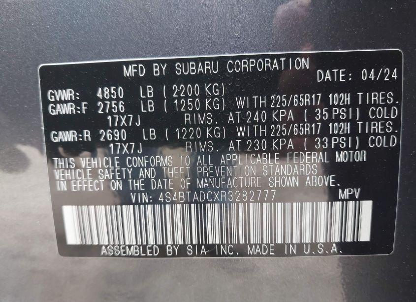 Photo 9 of 2024 Subaru Outback PREMIUM (VIN 4S4BTADCXR3282777)
