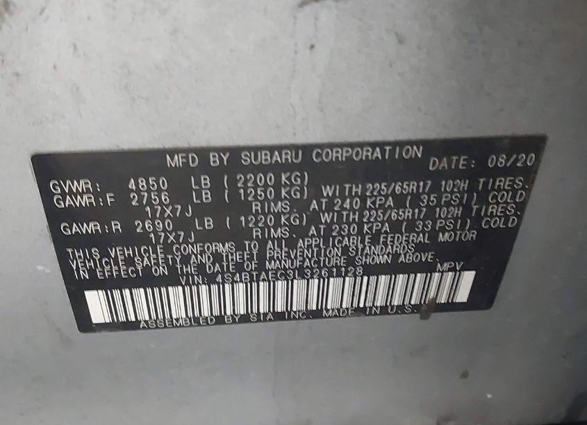 Photo 9 of 2020 Subaru Outback PREMIUM (VIN 4S4BTAEC3L3261128)