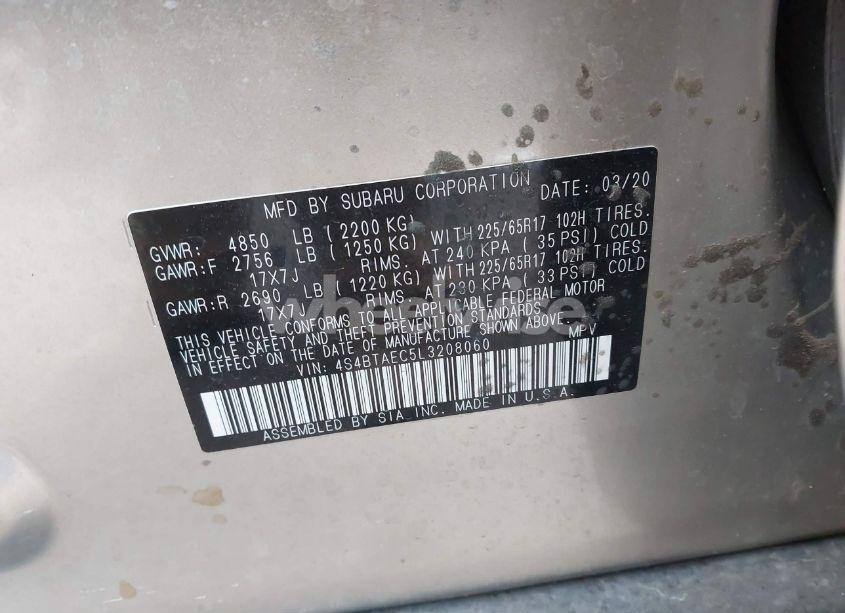 Photo 9 of 2020 Subaru Outback PREMIUM (VIN 4S4BTAEC5L3208060)