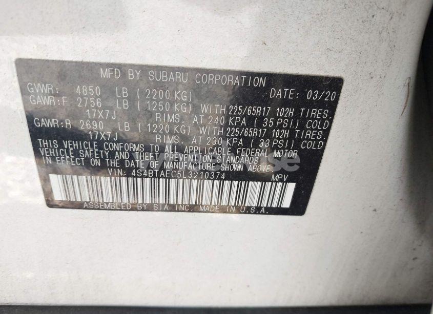 Photo 9 of 2020 Subaru Outback PREMIUM (VIN 4S4BTAEC5L3210374)