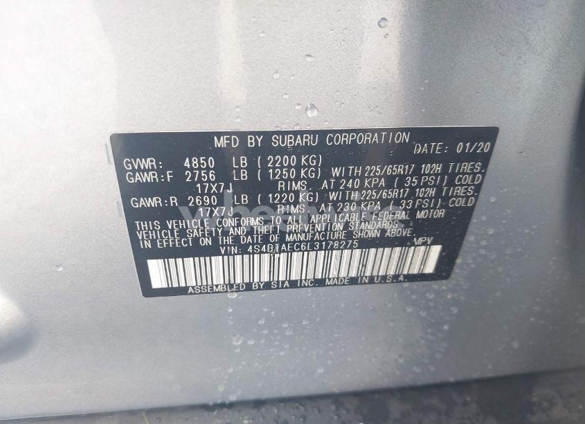 Photo 9 of 2020 Subaru Outback PREMIUM (VIN 4S4BTAEC6L3178275)