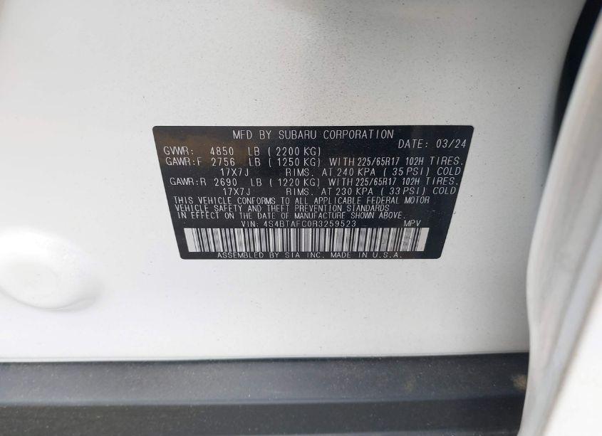 Photo 9 of 2024 Subaru Outback PREMIUM (VIN 4S4BTAFC0R3259523)