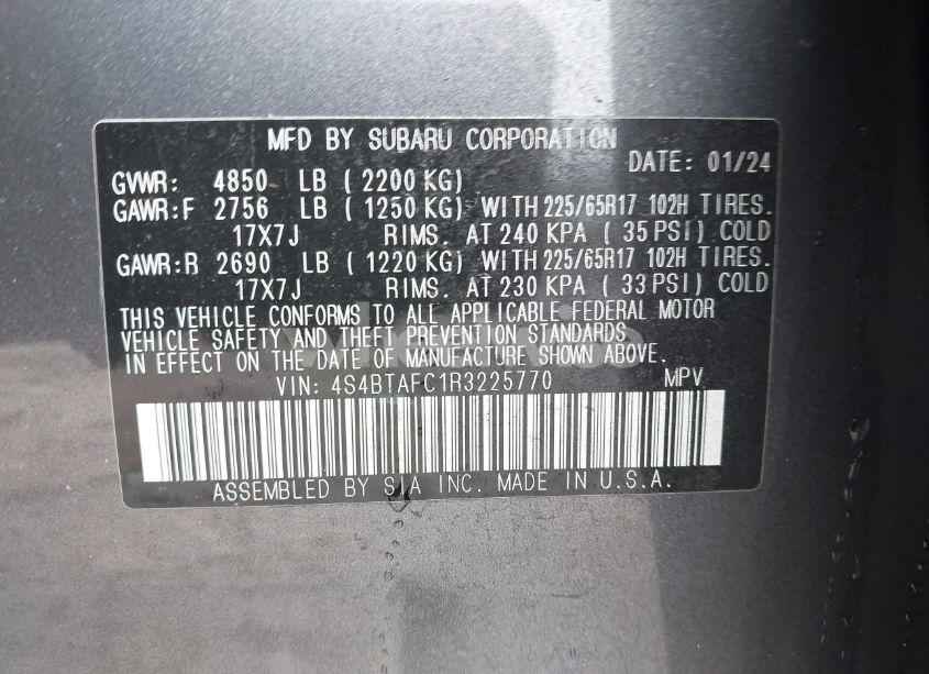 Photo 9 of 2024 Subaru Outback PREMIUM (VIN 4S4BTAFC1R3225770)