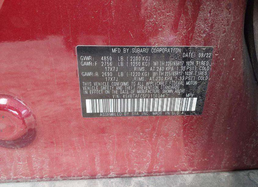 Photo 9 of 2023 Subaru Outback PREMIUM (VIN 4S4BTAFC5P3110344)