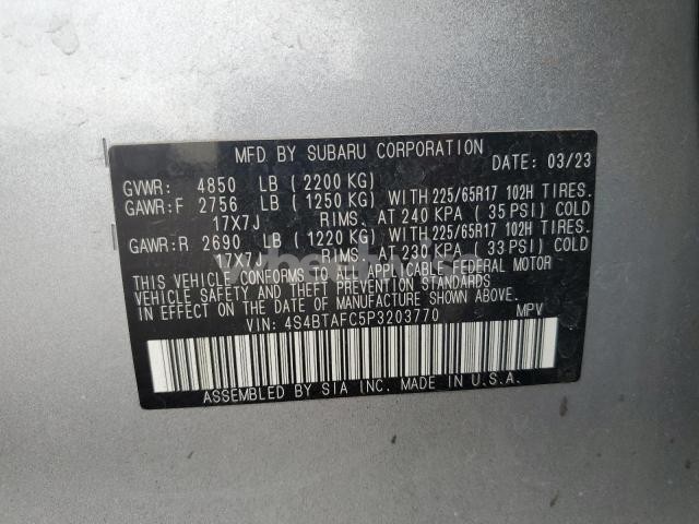 Photo 4 of 2023 SUBARU OUTBACK PREMIUM (VIN 4S4BTAFC5P3203770)