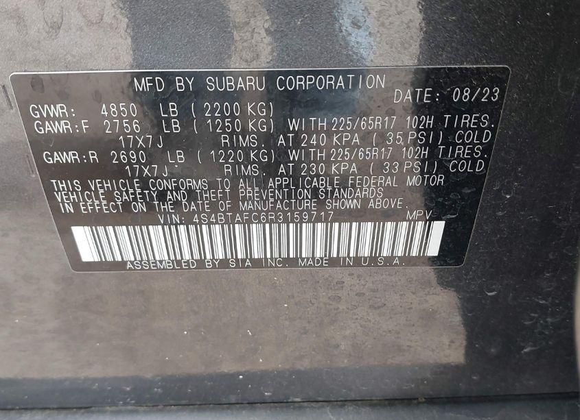 Photo 9 of 2024 Subaru Outback PREMIUM (VIN 4S4BTAFC6R3159717)