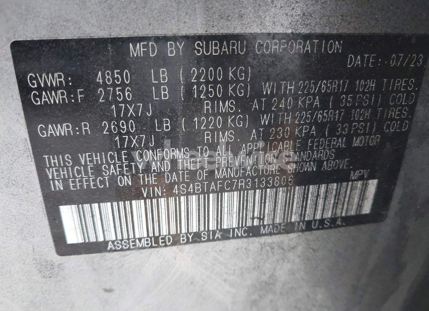 Photo 9 of 2024 Subaru Outback PREMIUM (VIN 4S4BTAFC7R3133806)