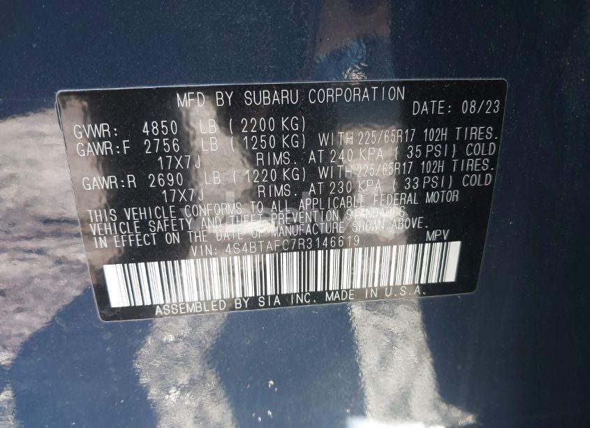 Photo 9 of 2024 Subaru Outback PREMIUM (VIN 4S4BTAFC7R3146619)