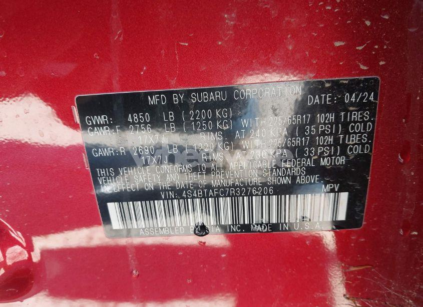 Photo 9 of 2024 Subaru Outback PREMIUM (VIN 4S4BTAFC7R3276206)