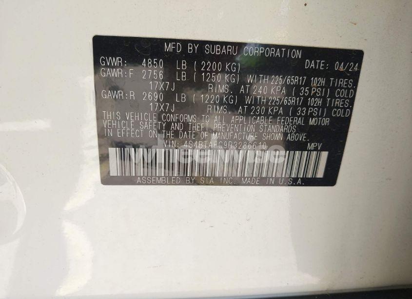 Photo 9 of 2024 Subaru Outback PREMIUM (VIN 4S4BTAFC9R3286610)