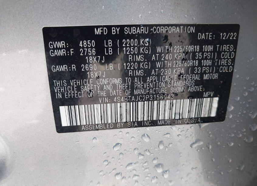 Photo 9 of 2023 Subaru Outback ONYX EDITION (VIN 4S4BTAJC2P3156043)