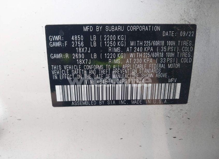 Photo 9 of 2023 Subaru Outback ONYX EDITION (VIN 4S4BTAJC4P3117924)