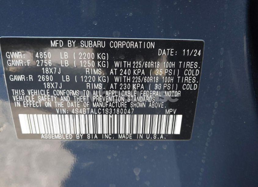 Photo 9 of 2025 Subaru Outback ONYX EDITION (VIN 4S4BTALC1S3180047)