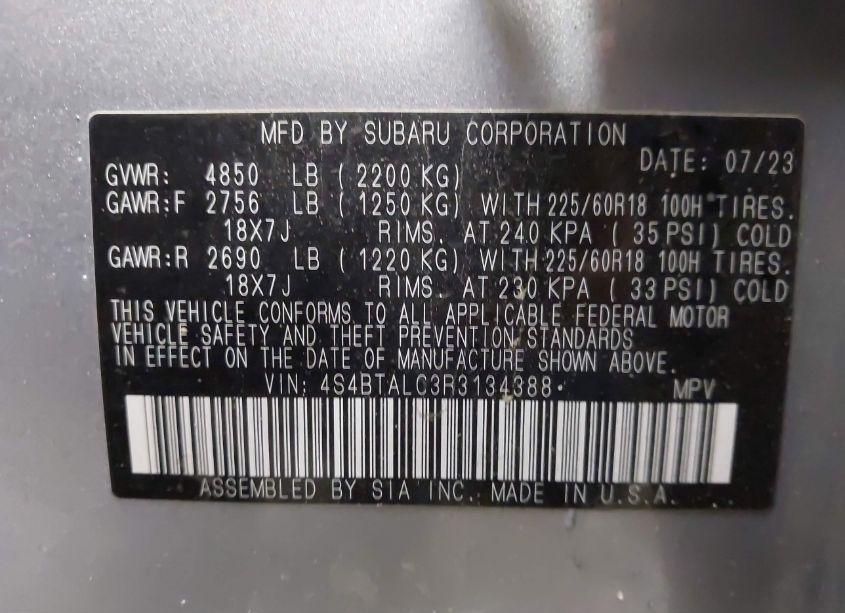 Photo 9 of 2024 Subaru Outback ONYX EDITION (VIN 4S4BTALC3R3134388)
