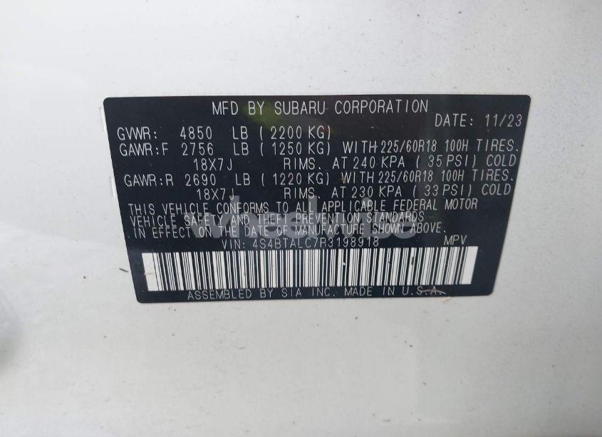 Photo 9 of 2024 Subaru Outback ONYX EDITION (VIN 4S4BTALC7R3198918)