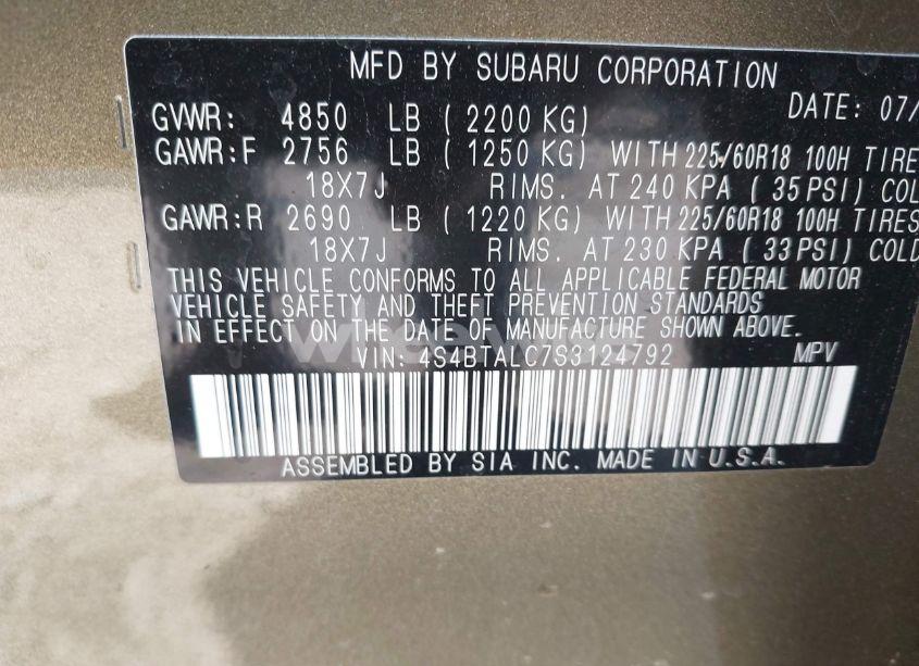 Photo 9 of 2025 Subaru Outback ONYX EDITION (VIN 4S4BTALC7S3124792)