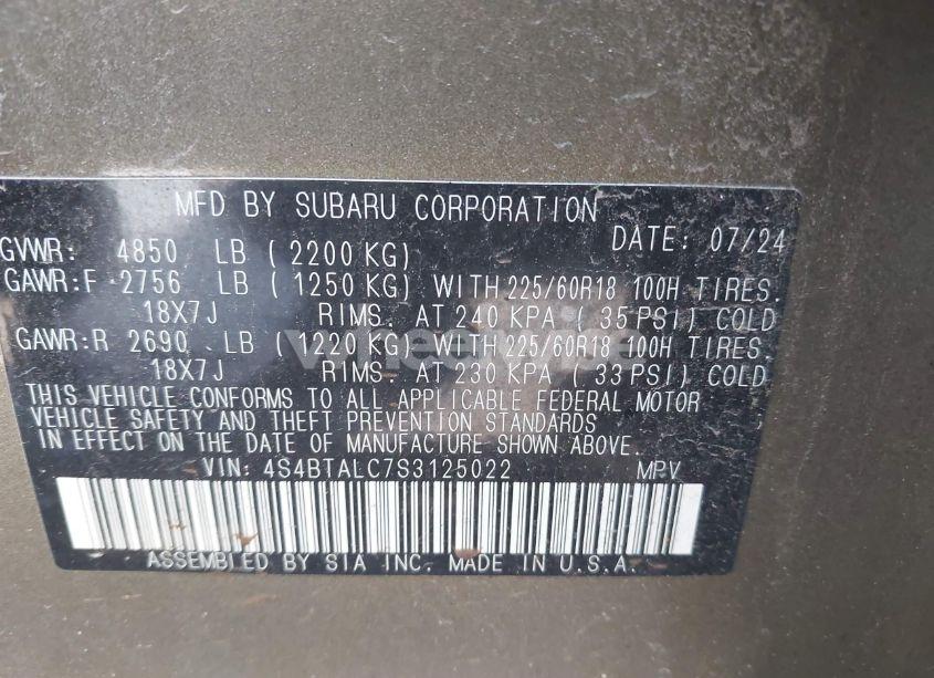 Photo 9 of 2025 Subaru Outback ONYX EDITION (VIN 4S4BTALC7S3125022)