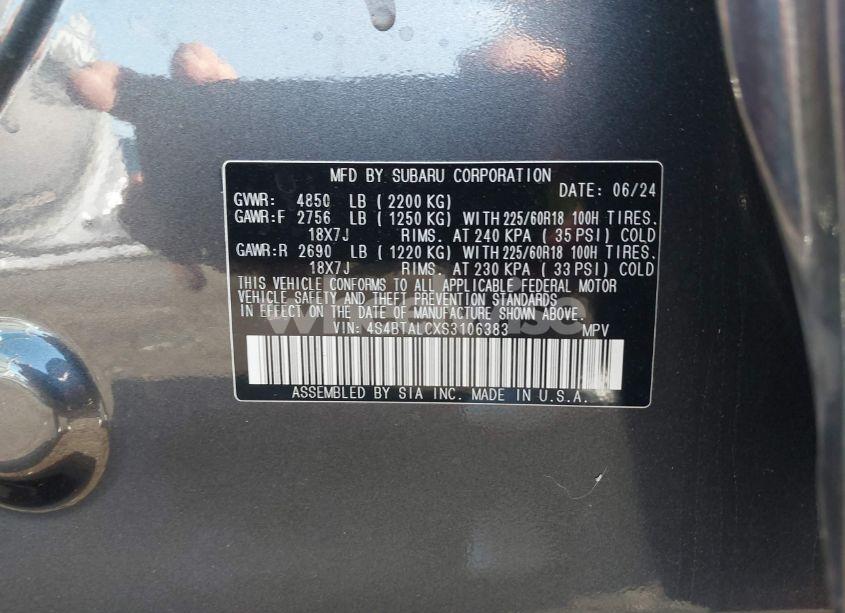 Photo 9 of 2025 Subaru Outback ONYX EDITION (VIN 4S4BTALCXS3106383)