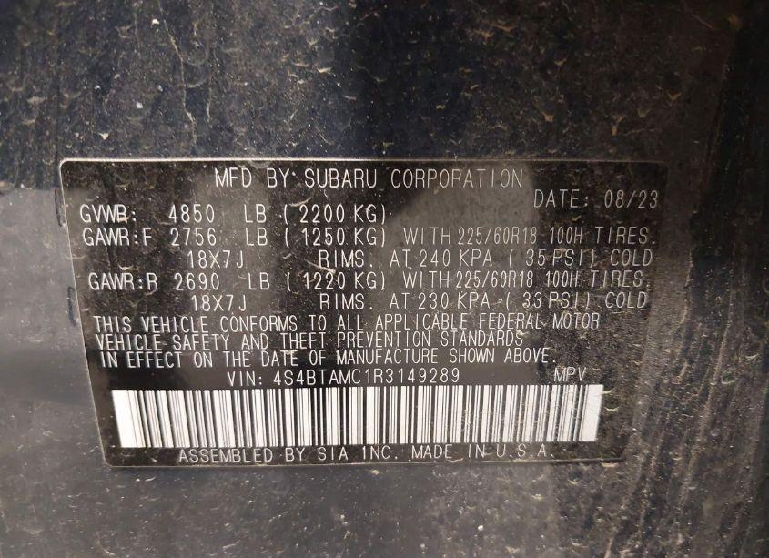 Photo 9 of 2024 Subaru Outback LIMITED (VIN 4S4BTAMC1R3149289)