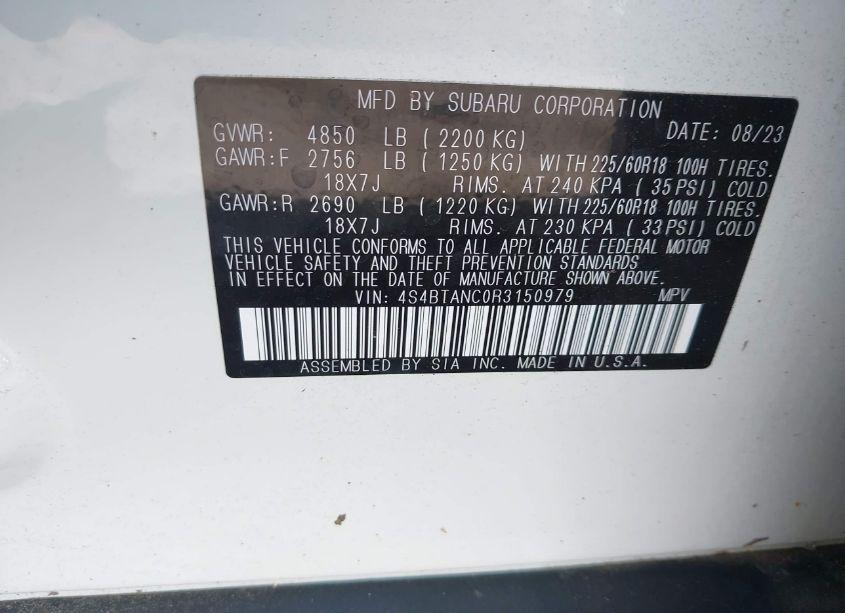 Photo 9 of 2024 Subaru Outback LIMITED (VIN 4S4BTANC0R3150979)