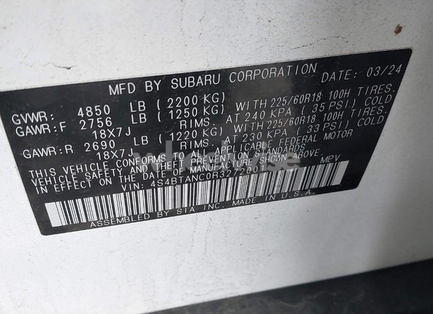 Photo 9 of 2024 Subaru Outback LIMITED (VIN 4S4BTANC0R3272001)