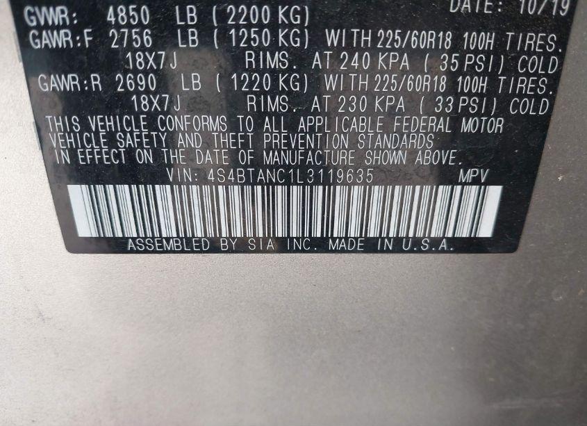 Photo 9 of 2020 Subaru Outback LIMITED (VIN 4S4BTANC1L3119635)