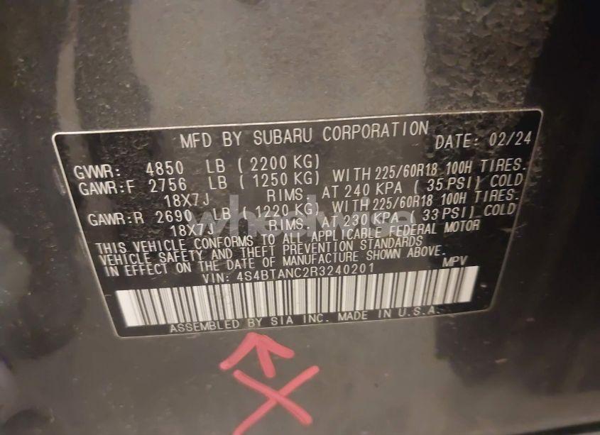 Photo 9 of 2024 Subaru Outback LIMITED (VIN 4S4BTANC2R3240201)