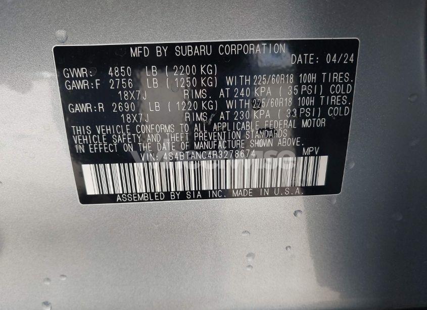 Photo 9 of 2024 Subaru Outback LIMITED (VIN 4S4BTANC4R3278674)