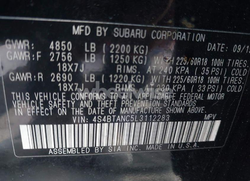 Photo 9 of 2020 Subaru Outback LIMITED (VIN 4S4BTANC5L3112283)