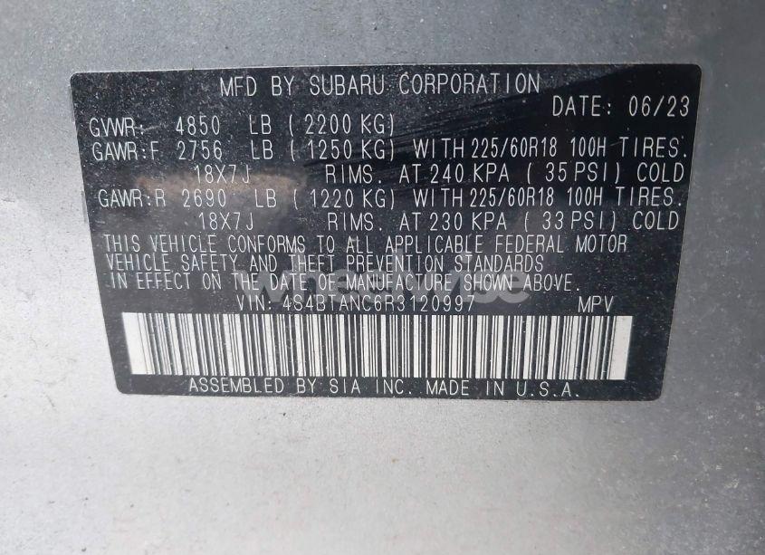 Photo 9 of 2024 Subaru Outback LIMITED (VIN 4S4BTANC6R3120997)