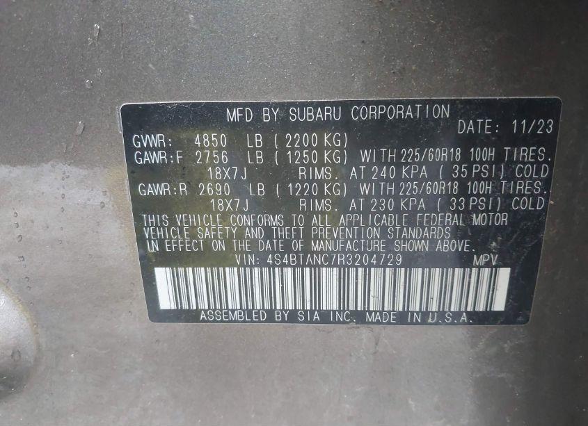 Photo 9 of 2024 Subaru Outback LIMITED (VIN 4S4BTANC7R3204729)