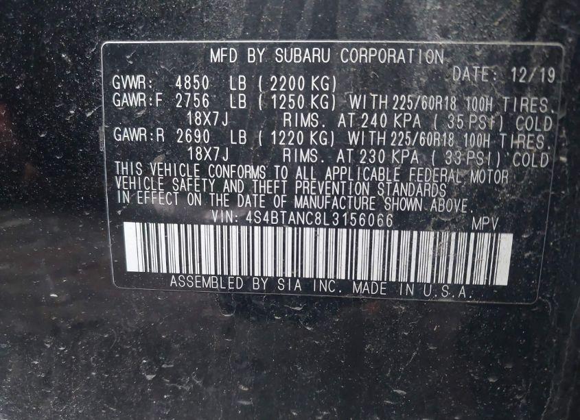 Photo 9 of 2020 Subaru Outback LIMITED (VIN 4S4BTANC8L3156066)