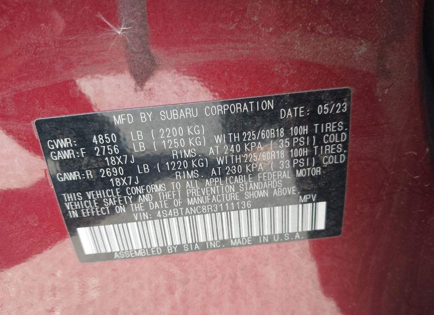 Photo 9 of 2024 Subaru Outback LIMITED (VIN 4S4BTANC8R3111136)