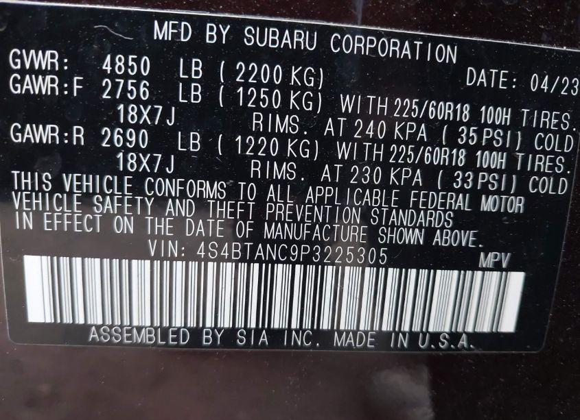 Photo 9 of 2023 Subaru Outback LIMITED (VIN 4S4BTANC9P3225305)