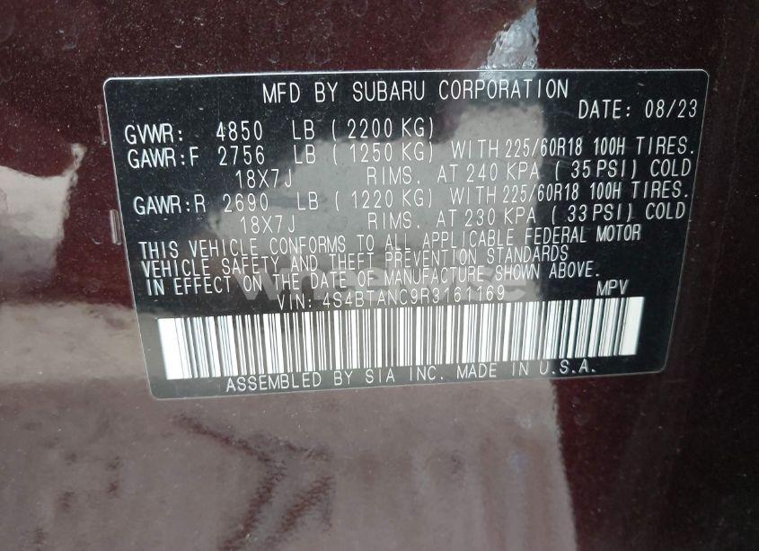 Photo 9 of 2024 Subaru Outback LIMITED (VIN 4S4BTANC9R3161169)