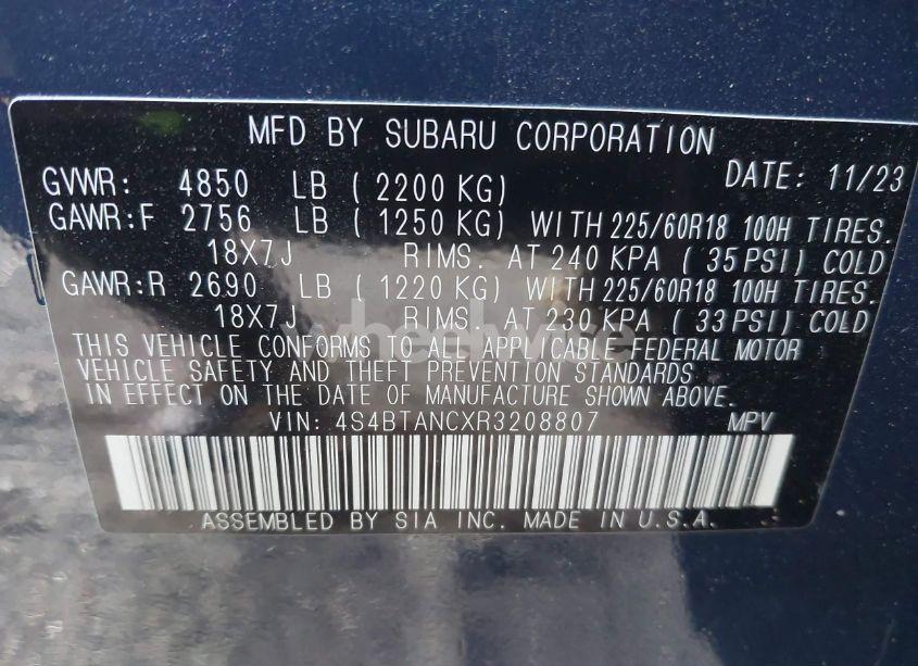 Photo 9 of 2024 Subaru Outback LIMITED (VIN 4S4BTANCXR3208807)