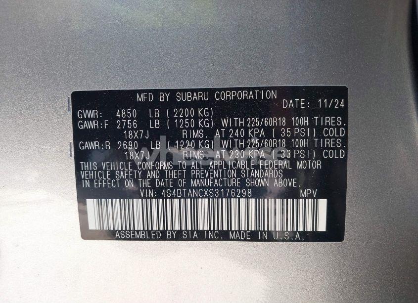 Photo 9 of 2025 Subaru Outback LIMITED (VIN 4S4BTANCXS3176298)