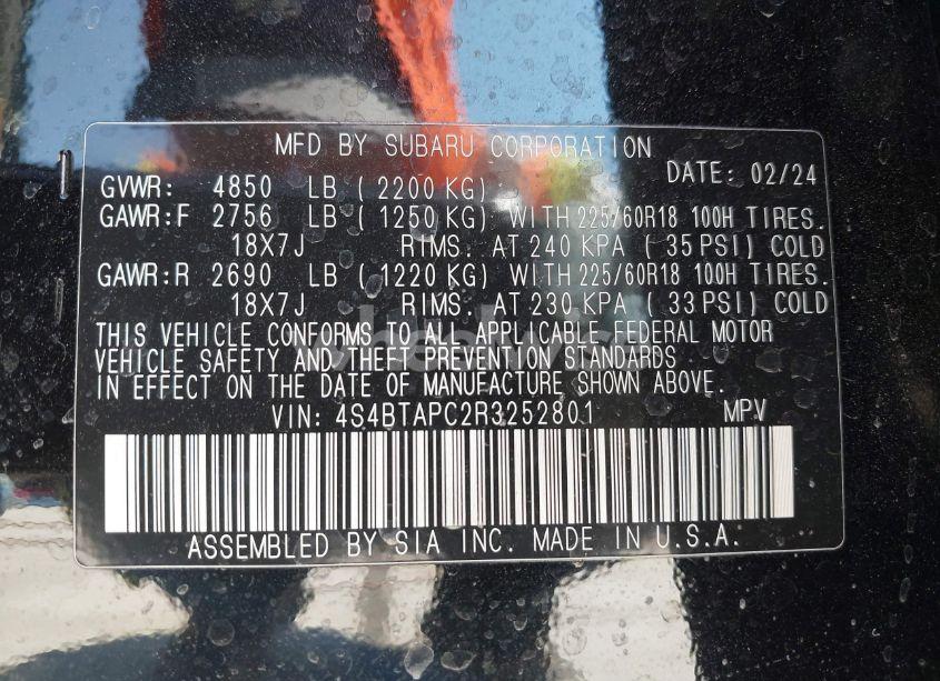 Photo 9 of 2024 Subaru Outback TOURING (VIN 4S4BTAPC2R3252801)