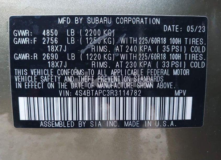 Photo 9 of 2024 Subaru Outback TOURING (VIN 4S4BTAPC3R3114782)