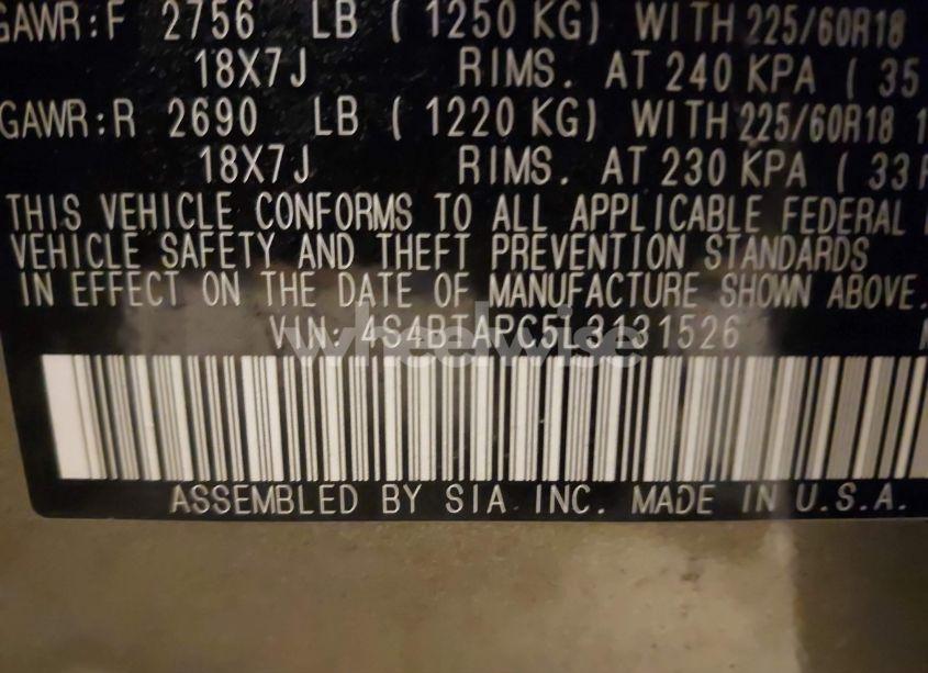 Photo 9 of 2020 Subaru Outback TOURING (VIN 4S4BTAPC5L3131526)