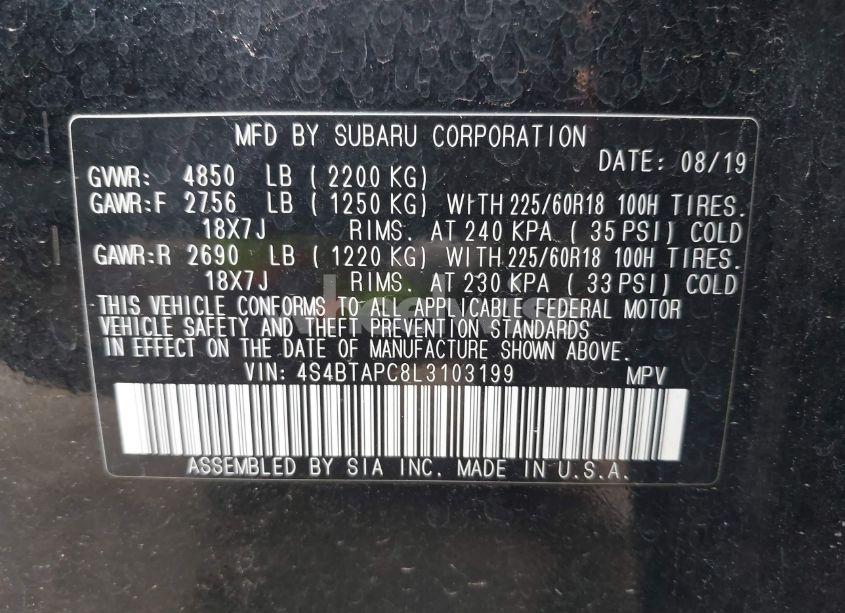 Photo 9 of 2020 Subaru Outback TOURING (VIN 4S4BTAPC8L3103199)